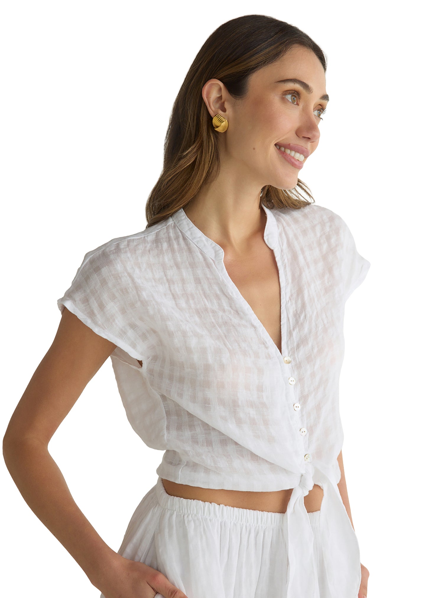 Bella Dahl Short Sleeve Tie Front Top