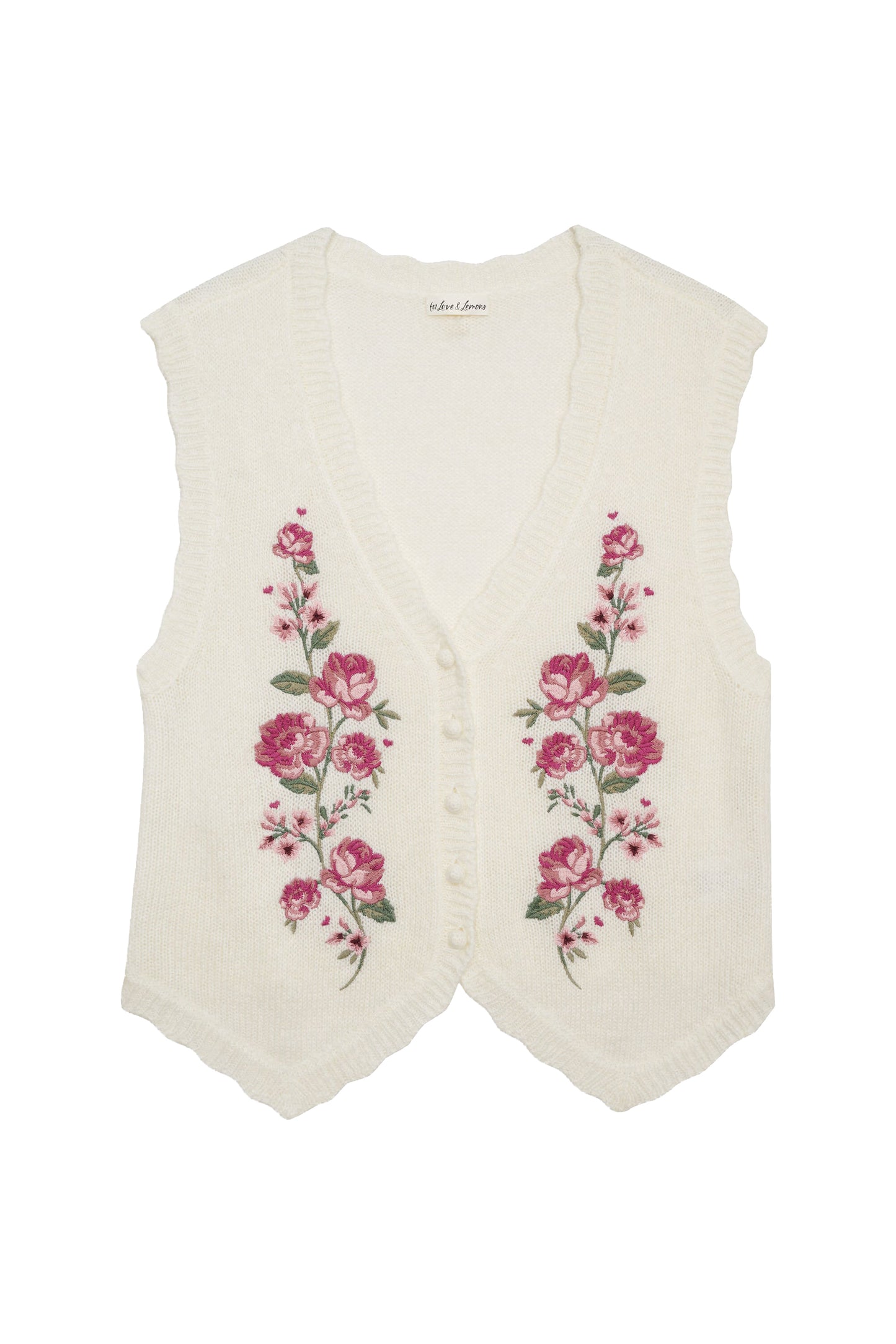 For Love & Lemons Molly Embroidered Sweater Vest
