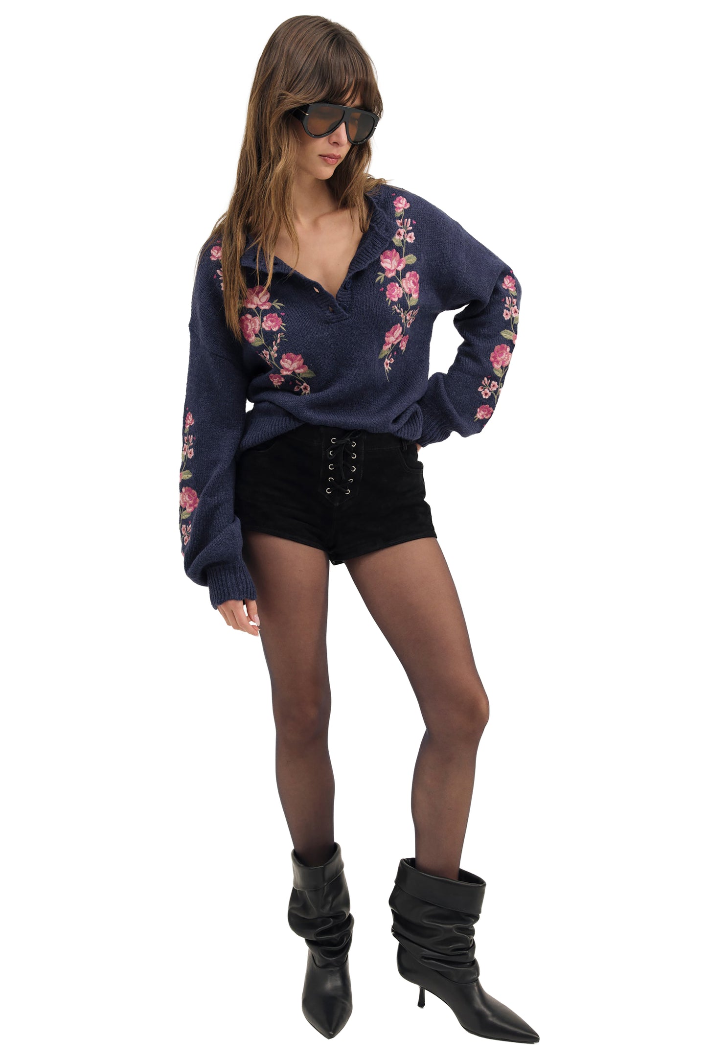 For Love & Lemons Molly Embroidered Pullover Sweater