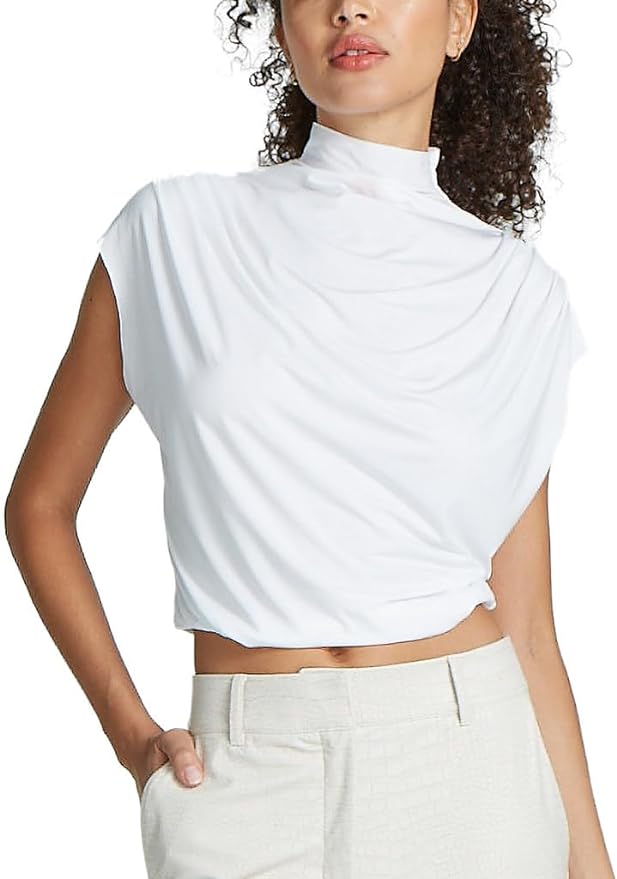 Commando Butter Draped Mockneck Short Sleeve Crop Top