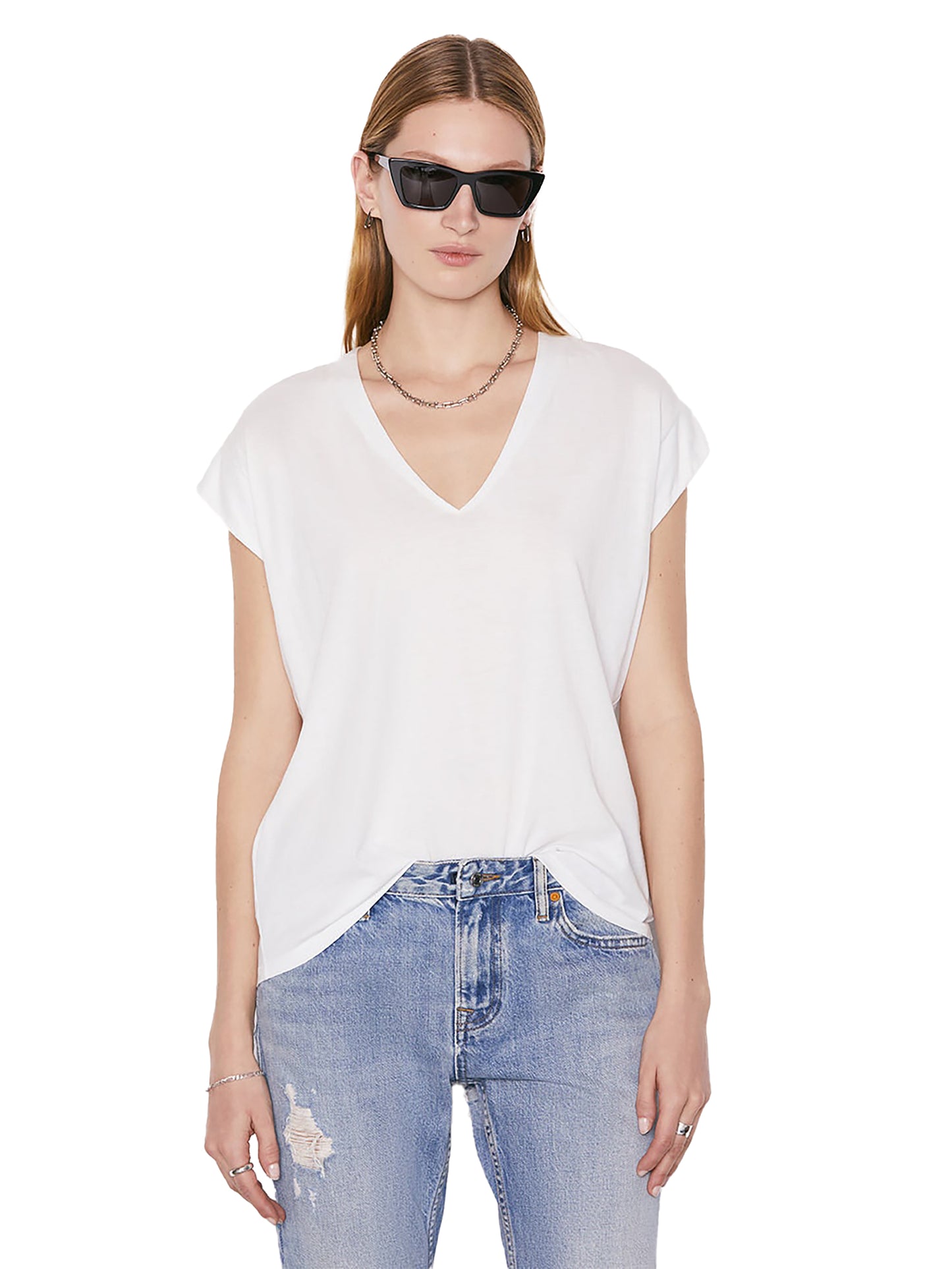 FRAME Le Mid Rise V Neck Tee