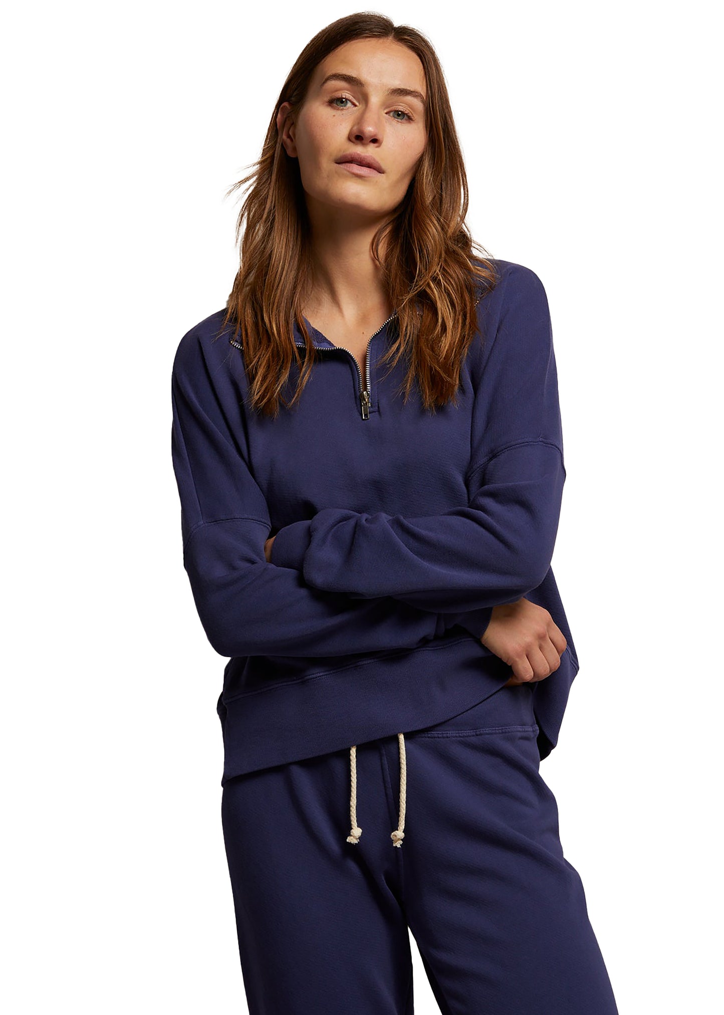 perfectwhitetee Maren French Terry Half Zip Sweatshirt