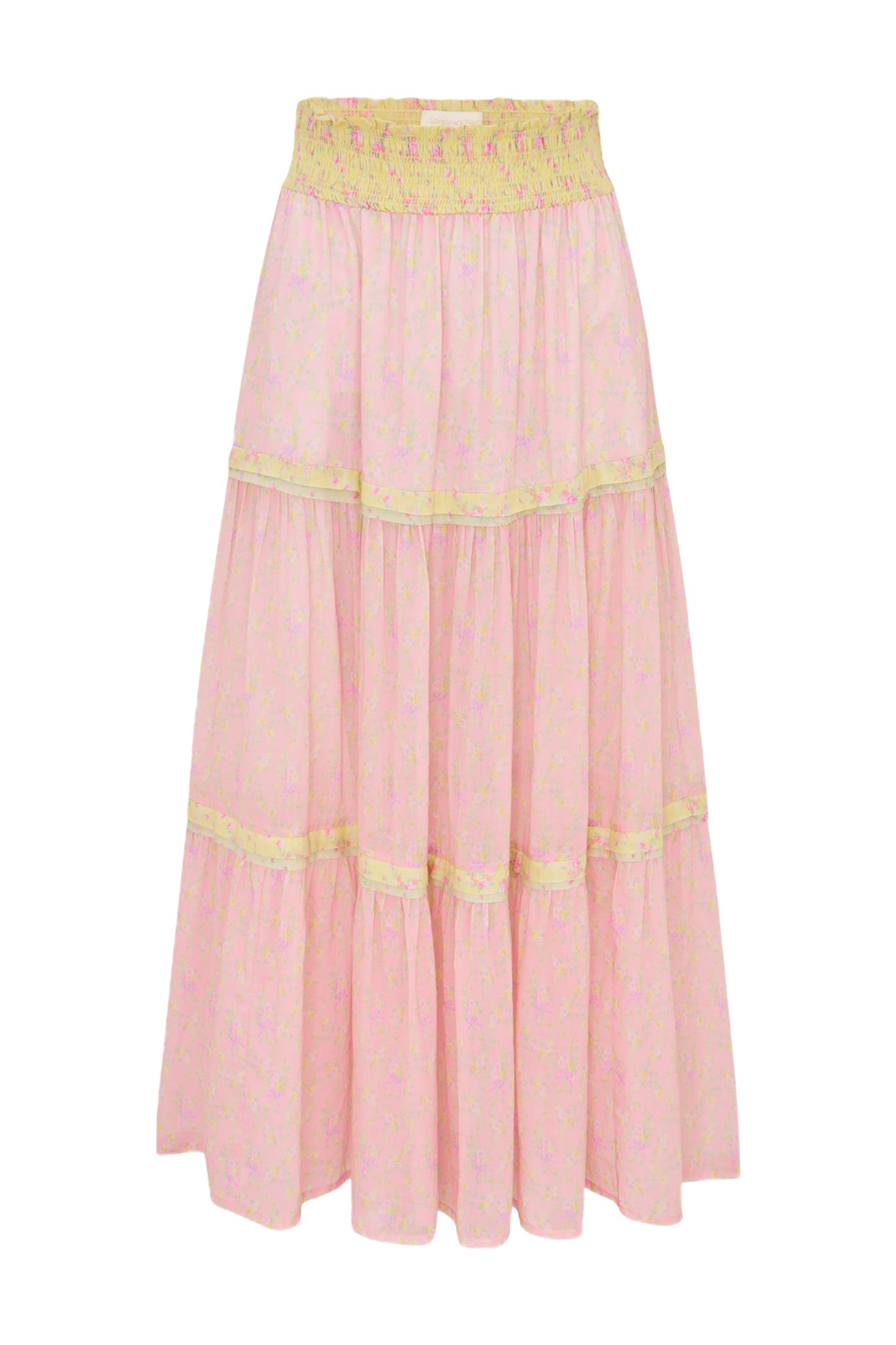 LOVESHACKFANCY Phia Cotton Mixed Print Maxi Skirt