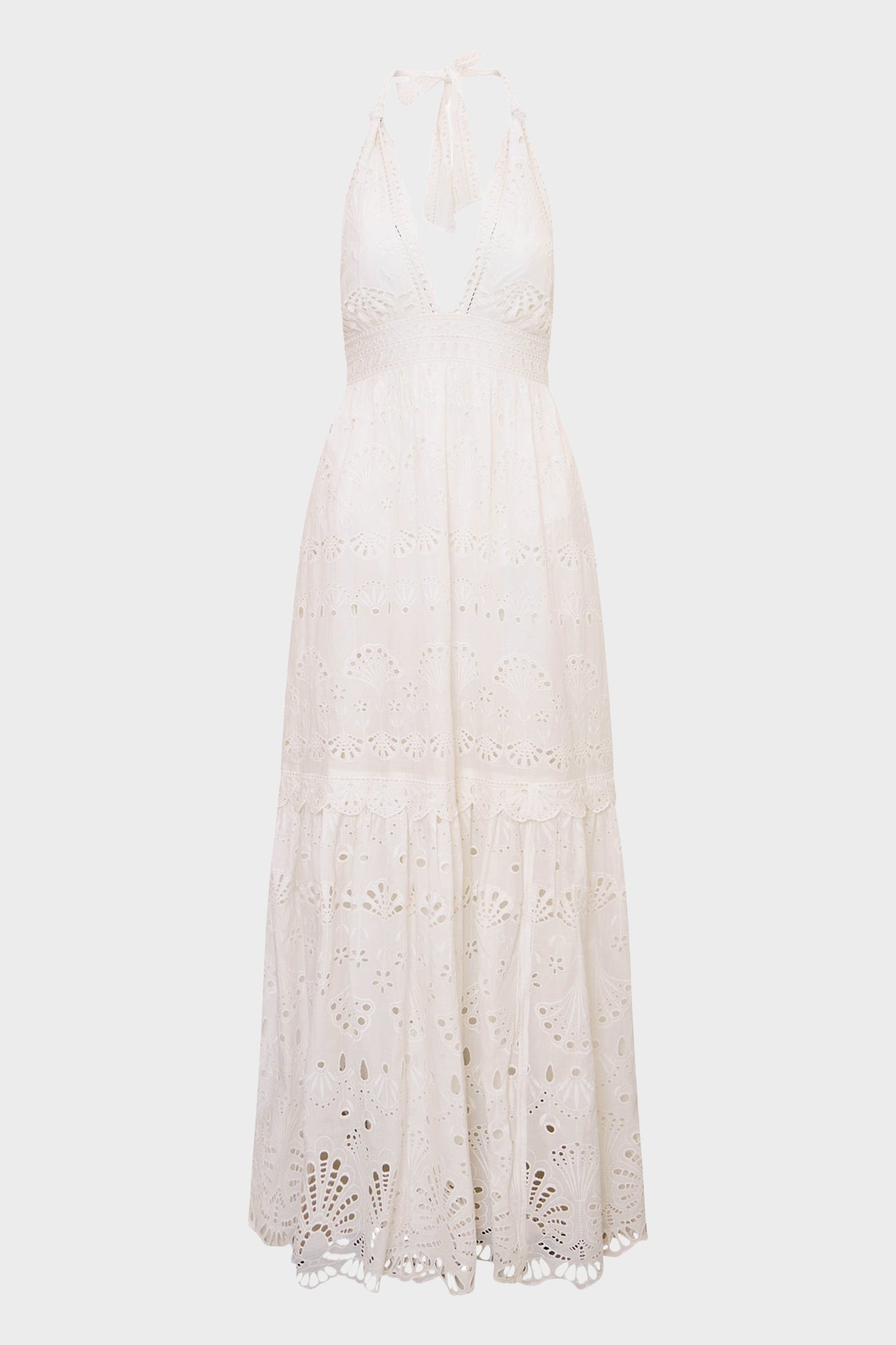 LOVESHACKFANCY Trix Eyelet Halter Maxi Dress
