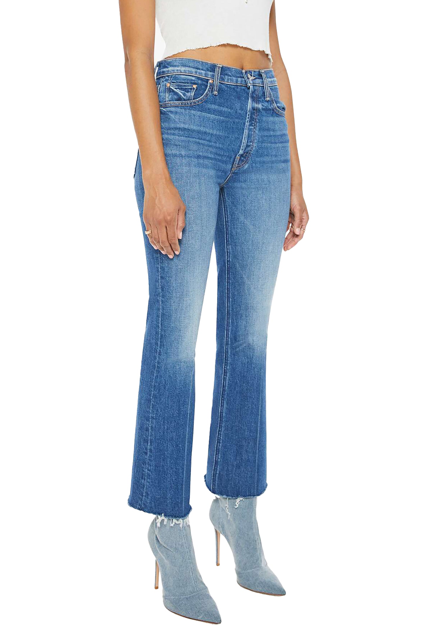 MOTHER The Tripper High Waist Ankle Fray Flare - It's a Small World