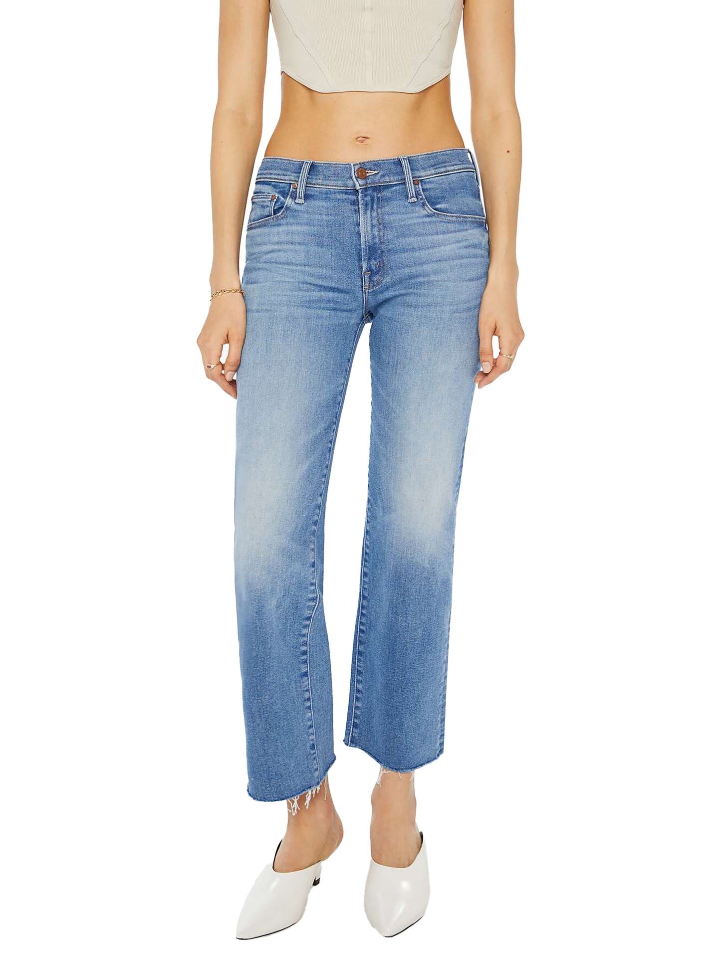 MOTHER The Mid Rise Rambler Zip Ankle Fray Jeans -  Enjoy The Ride