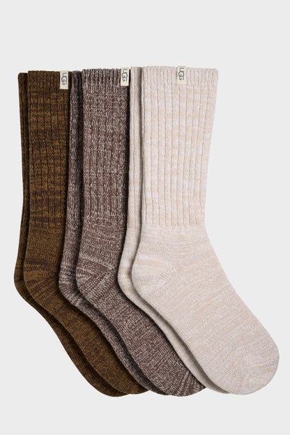 UGG Socks - Women's Rib Knit Slouchy Crew Sock - 3 Pack