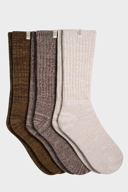 UGG Socks - Women's Rib Knit Slouchy Crew Sock - 3 Pack