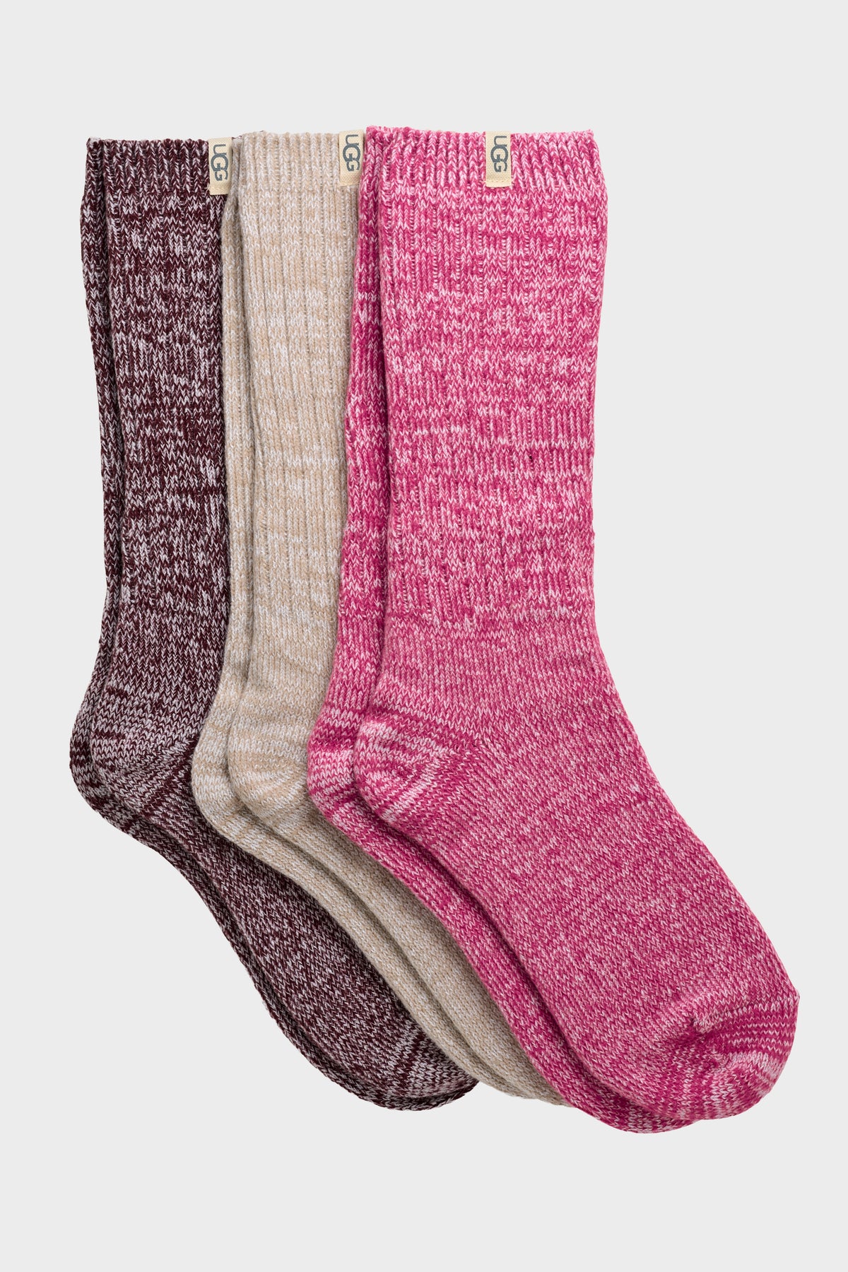 UGG Socks - Women's Rib Knit Slouchy Crew Sock - 3 Pack
