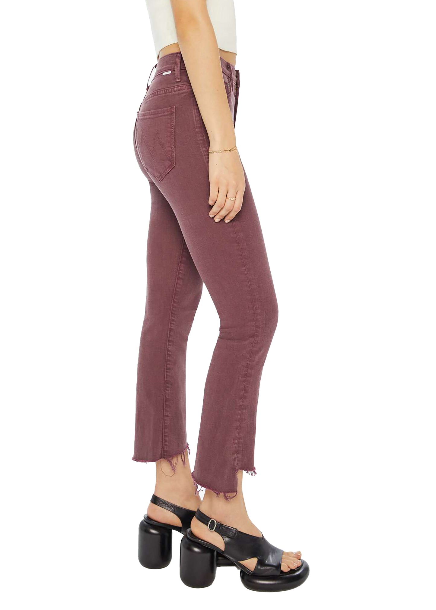 MOTHER The Insider Crop Step Fray - Mauve Wine