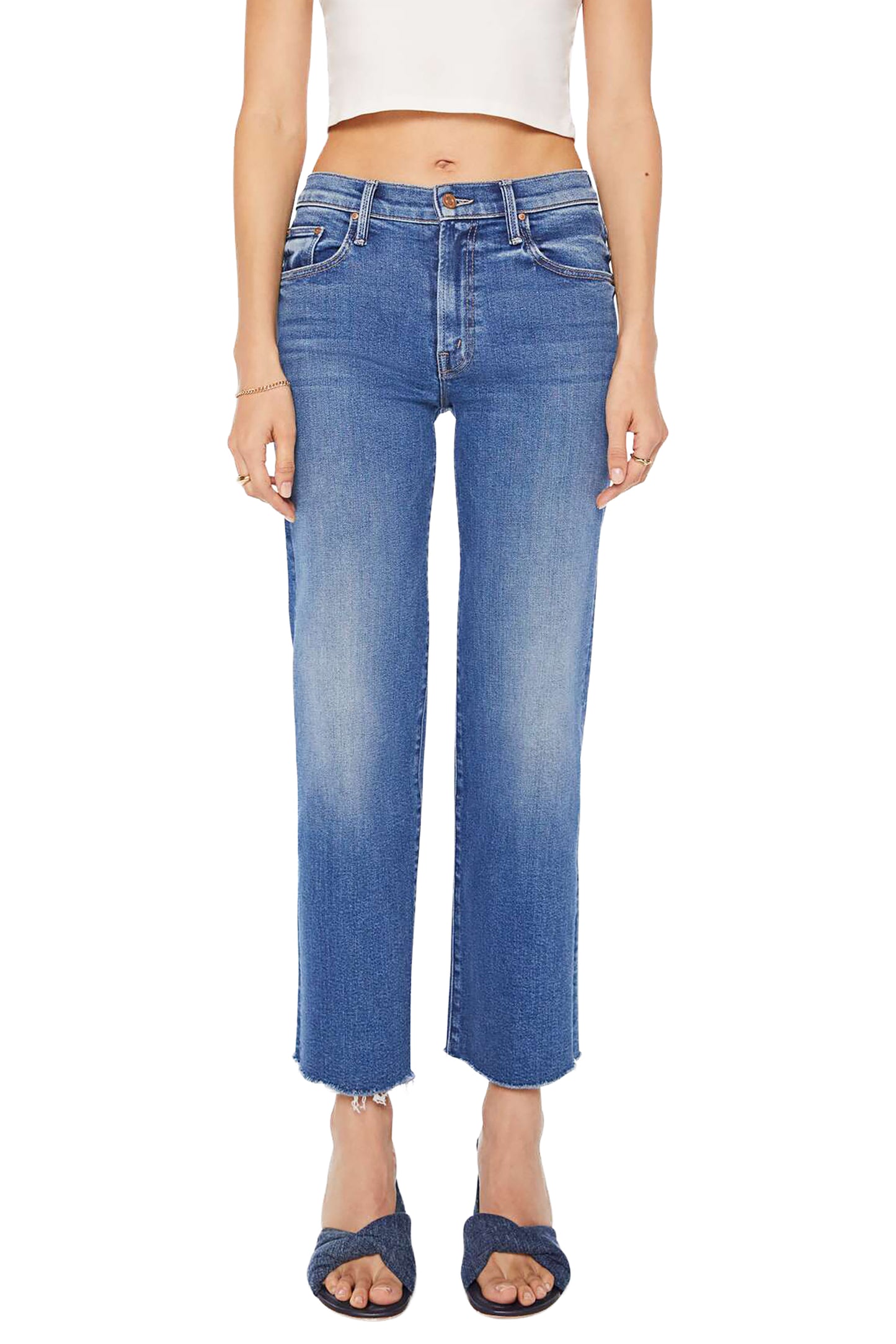 MOTHER The Mid Rise Rambler Zip Ankle Fray - Dugout Doobies
