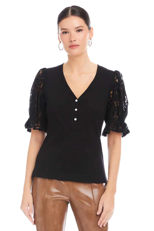 FIFTEEN TWENTY Tanya Lace Sleeve Top