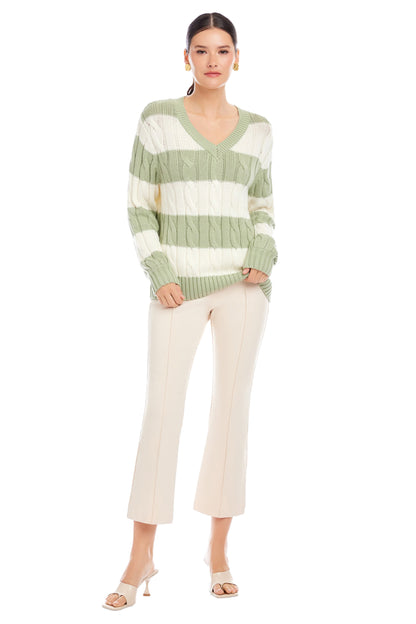 FIFTEEN TWENTY Avalee Stripe Cable Sweater