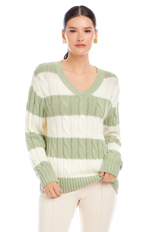 FIFTEEN TWENTY Avalee Stripe Cable Sweater