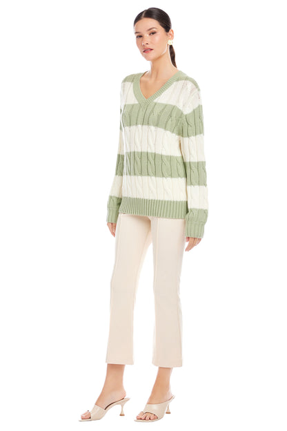 FIFTEEN TWENTY Avalee Stripe Cable Sweater