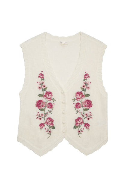 For Love & Lemons Molly Embroidered Sweater Vest
