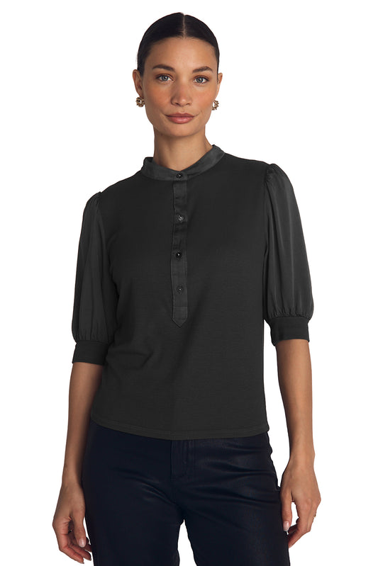 Bella Dahl Short Sleeve Placket Mixed Shirt
