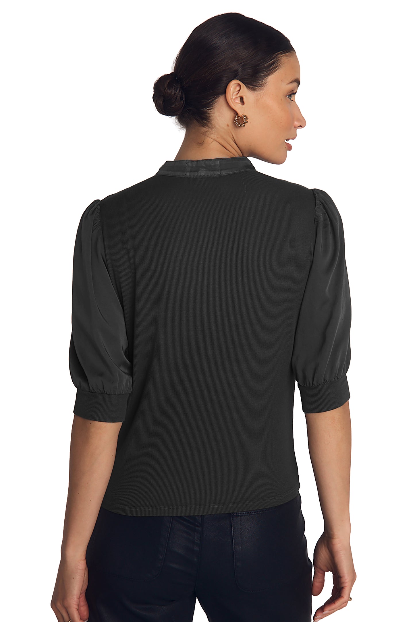Bella Dahl Short Sleeve Placket Mixed Shirt