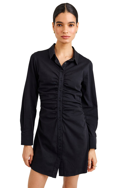 Bella Dahl Long Sleeve Shirred Shirt Dress