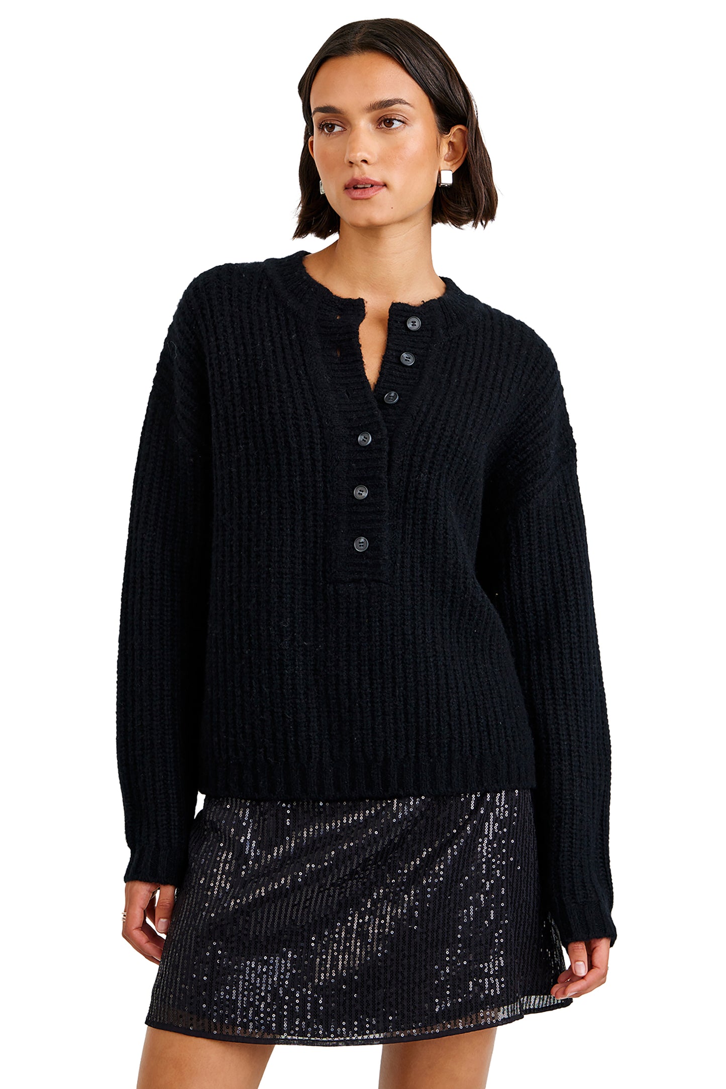 Bella Dahl Button Placket Pullover Sweater