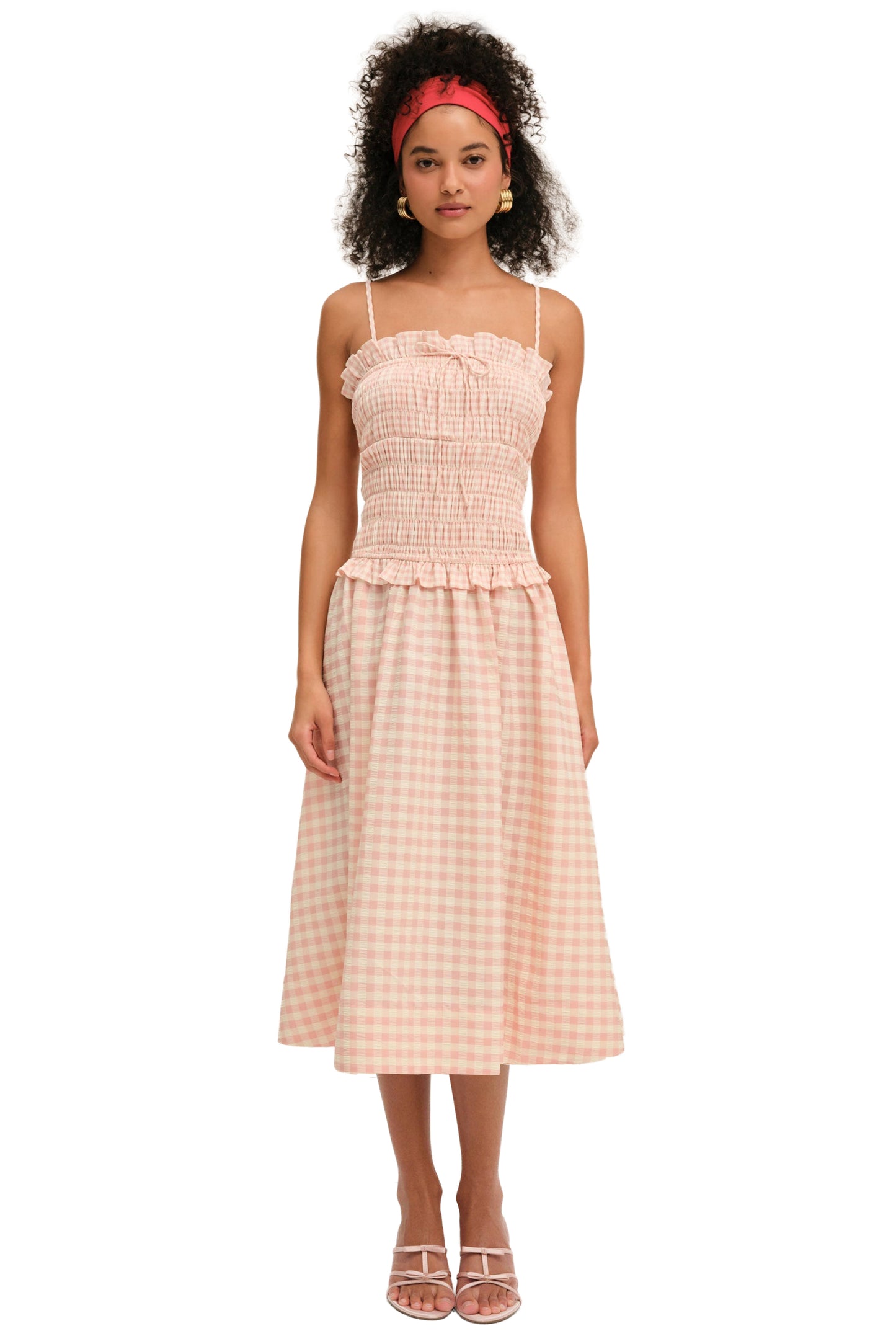 For Love & Lemons Petal Gingham Midi Dress