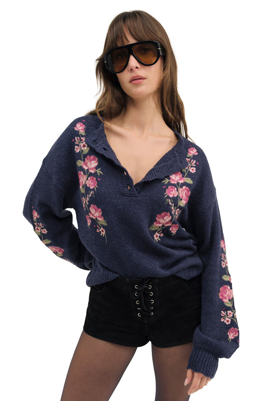 For Love & Lemons Molly Embroidered Pullover Sweater
