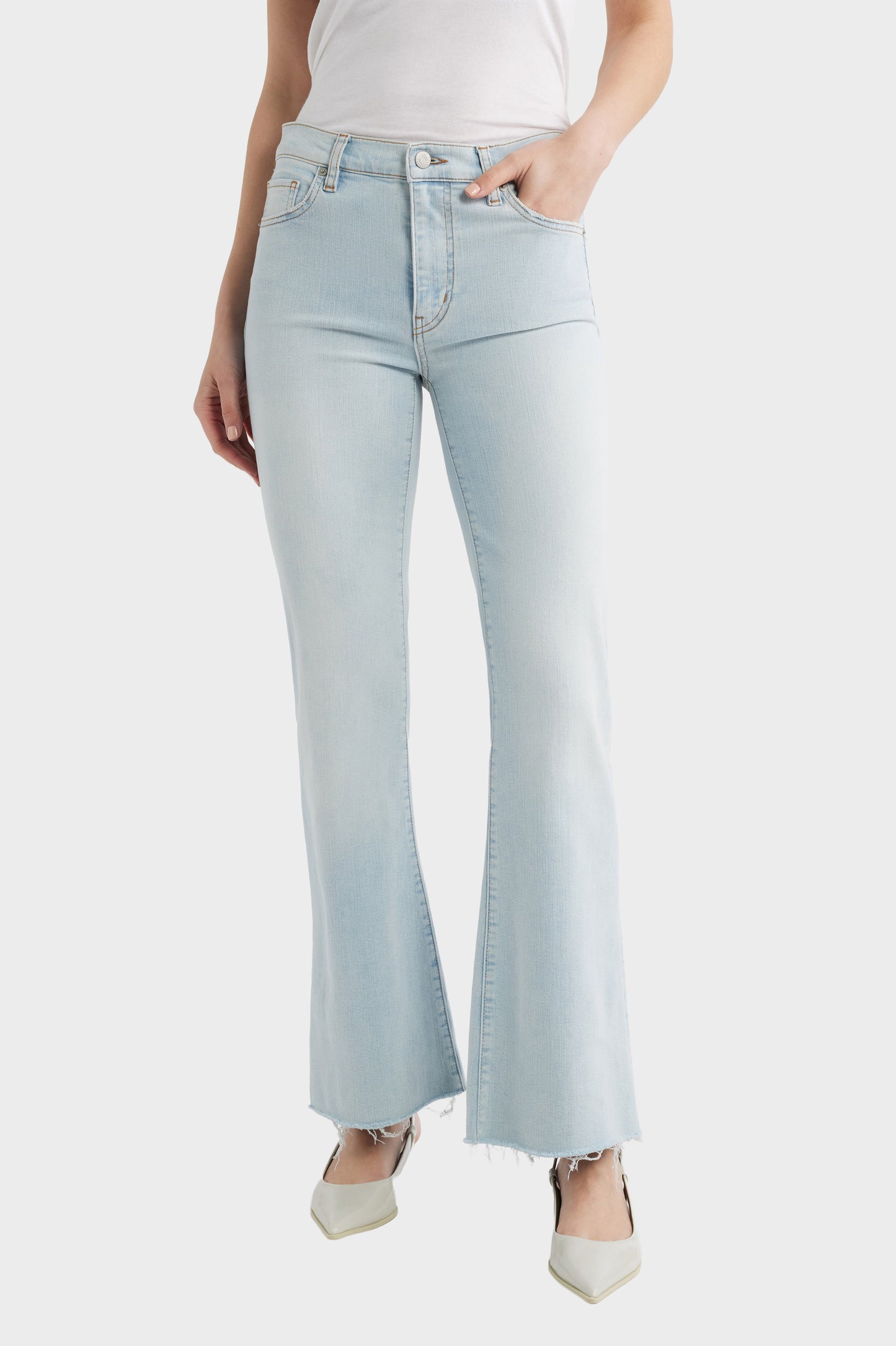 FRAME The Icon Raw Hem Flare Jeans -  Preen Raw After