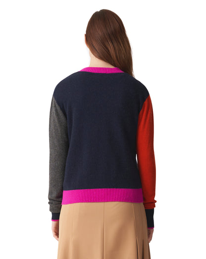 Brodie Cashmere Colorblock Crew Sweater