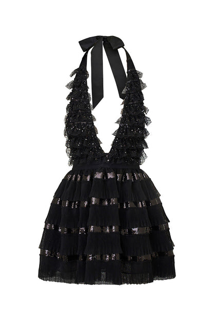 LOVESHACKFANCY Callaia Tulle Mini Halter Dress