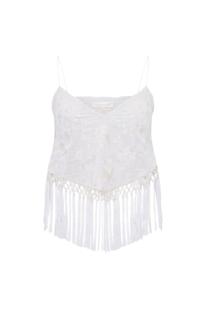 LOVESHACKFANCY Annemarie Fringe Crop Top