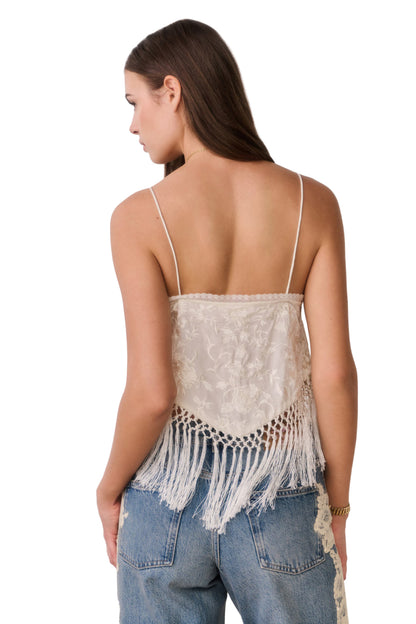 LOVESHACKFANCY Annemarie Fringe Crop Top