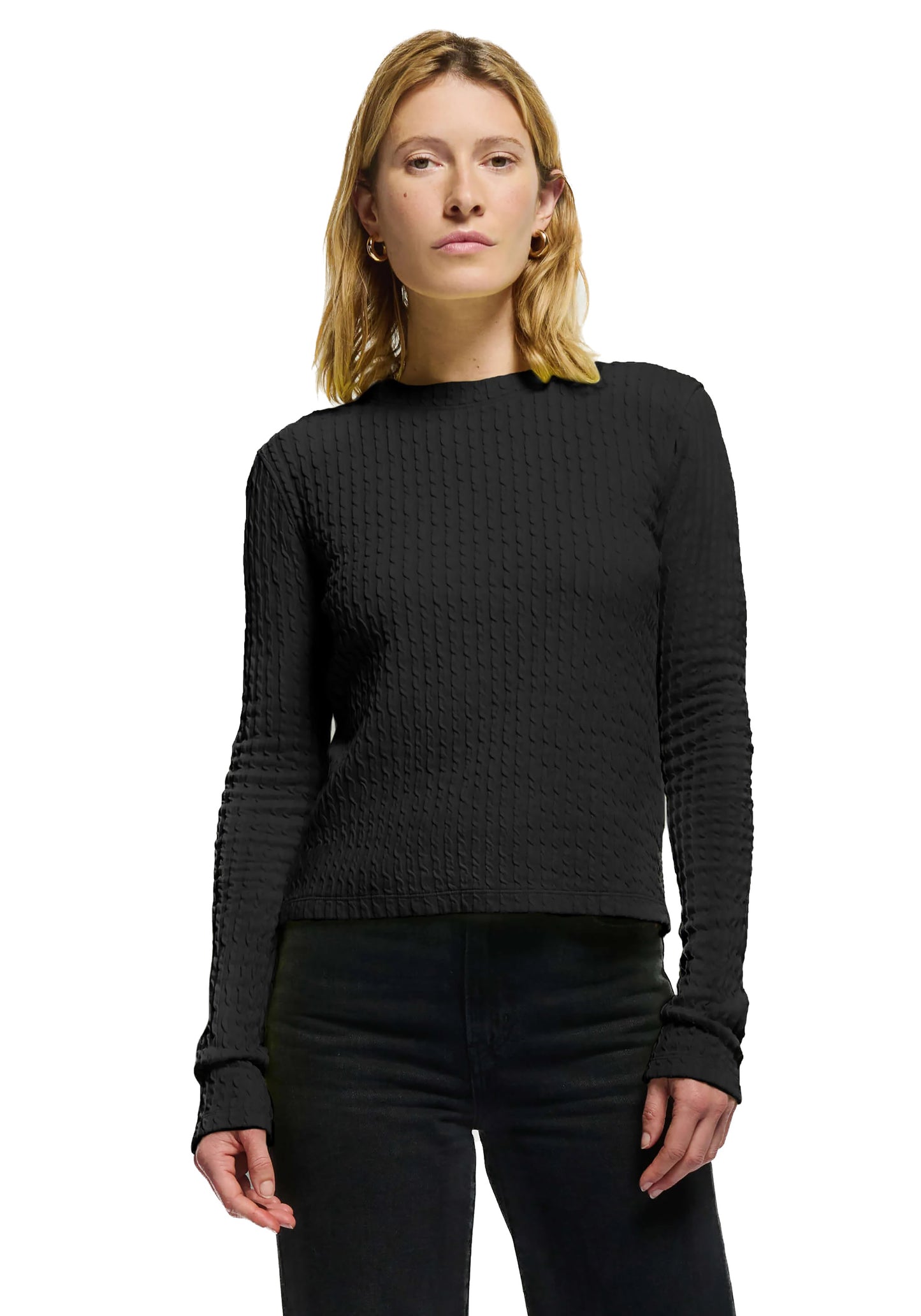 Nation LTD Women's Avalon Double Faced Rib Long Sleeve Top