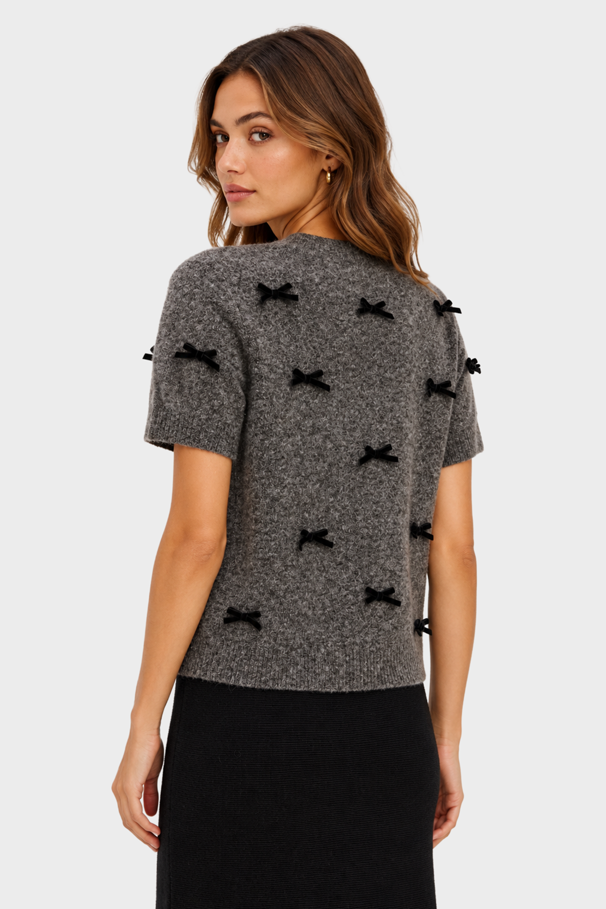 Rails Michele Sweater, short-sleeve sweater with velvet bows – alternate view 3