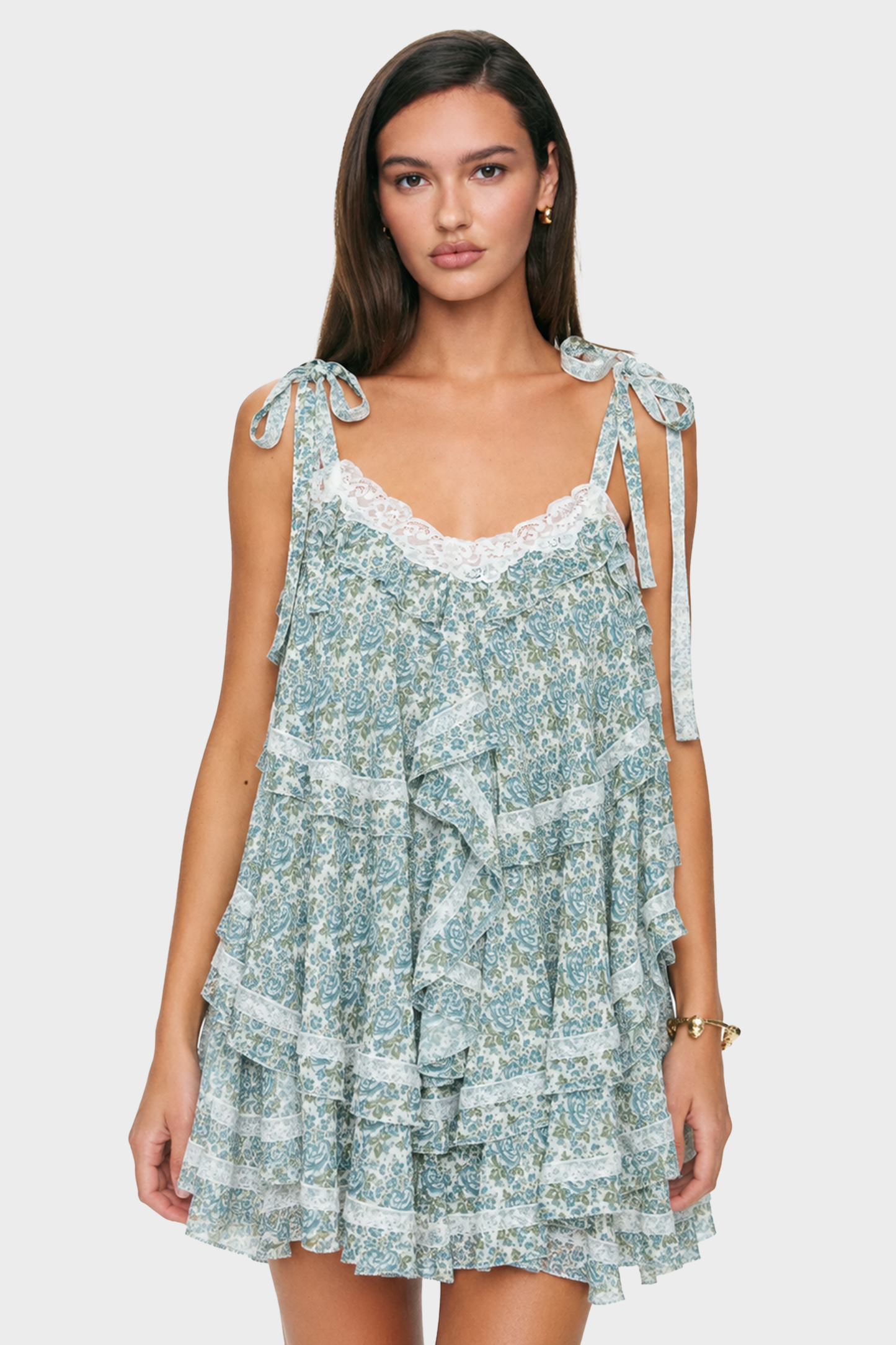 For Love & Lemons Juniper Ruffle Mini Dress