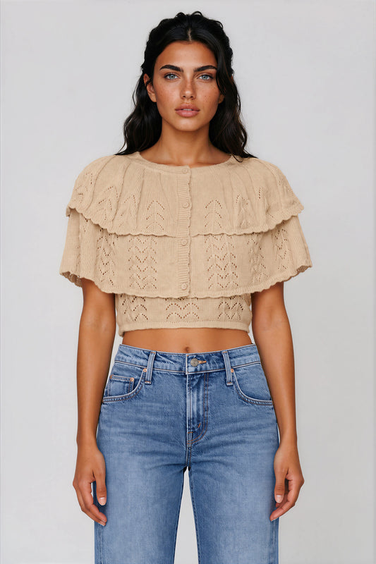For Love & Lemons Evelyn Crochet Tank and Ruffle Cape