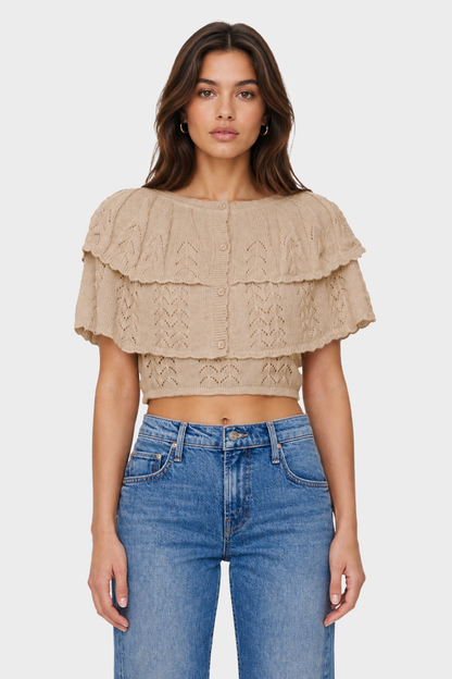 For Love & Lemons Evelyn Crochet Tank and Ruffle Cape