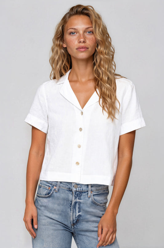 Bella Dahl Short Sleeve Flowy Button Down Shirt