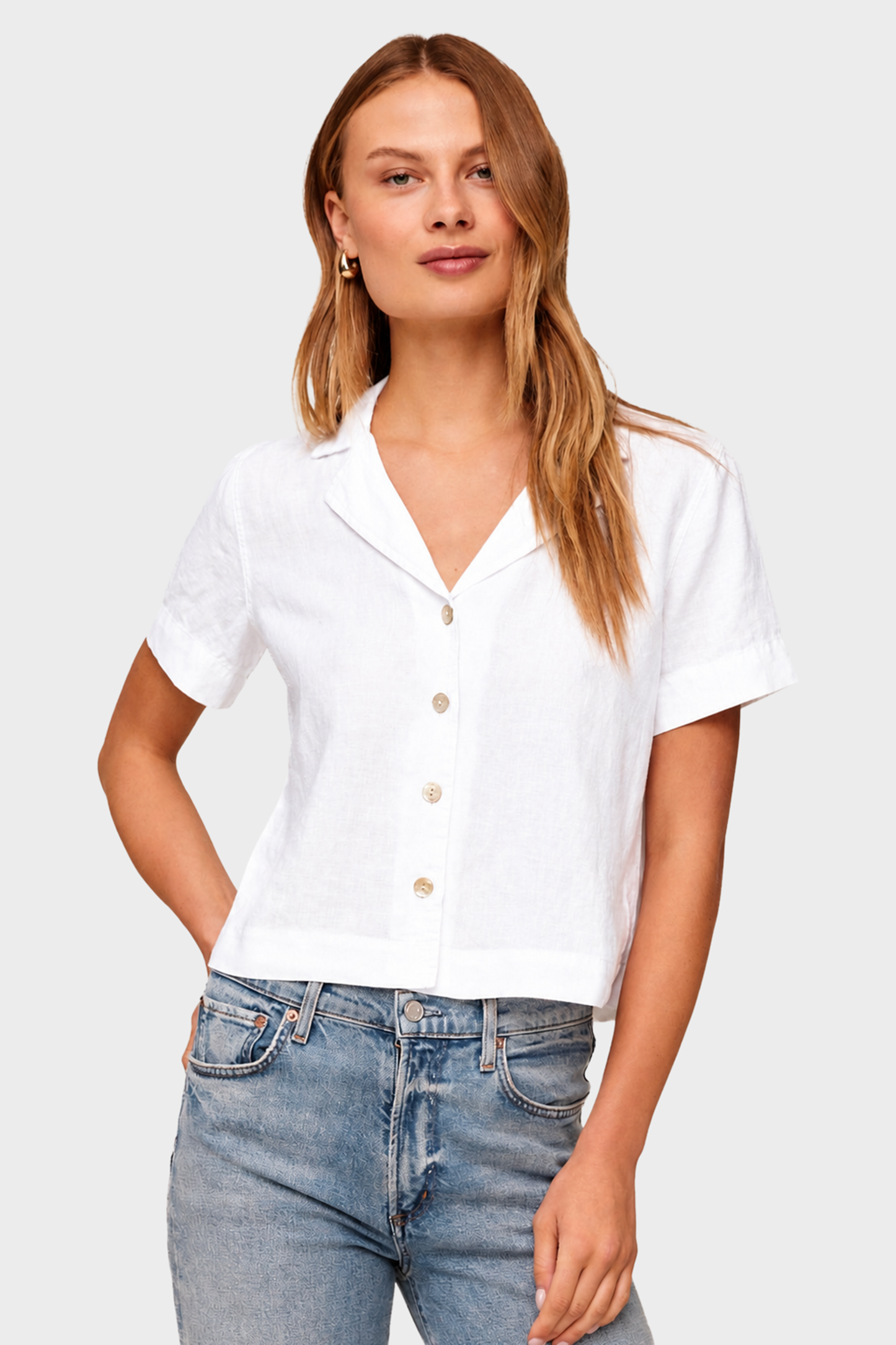 Bella Dahl Short Sleeve Flowy Button Down Shirt