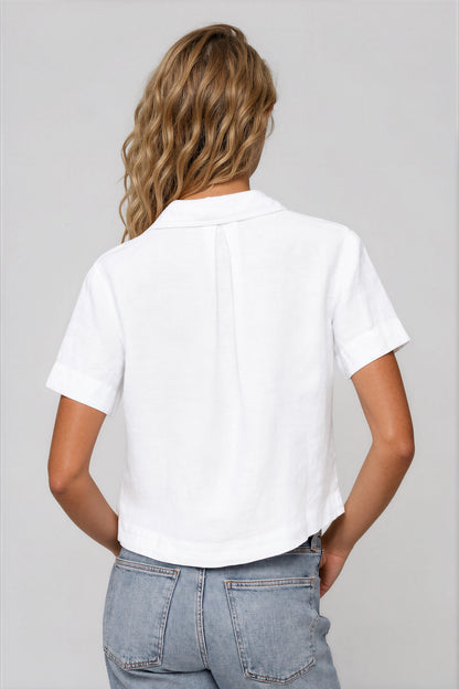 Bella Dahl Short Sleeve Flowy Button Down Shirt