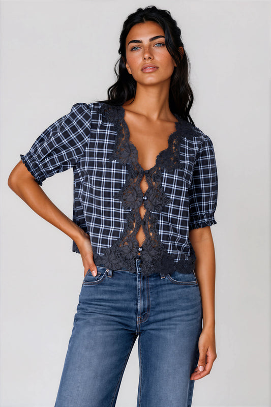 Cami NYC Junie Cotton Plaid Top