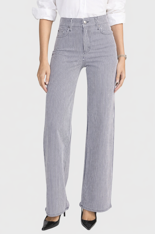 FRAME Le Slim Palazzo - Navy Stripe