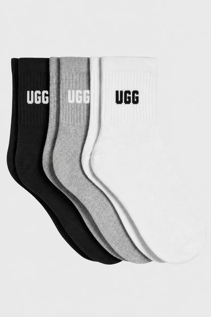 UGG Socks - Women's Quinlin Logo Quarter Sock - 3 Pack