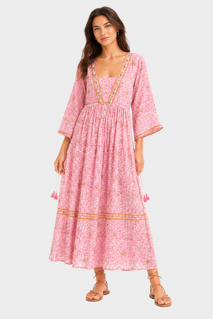 BELL Violet Cotton Midi Dress