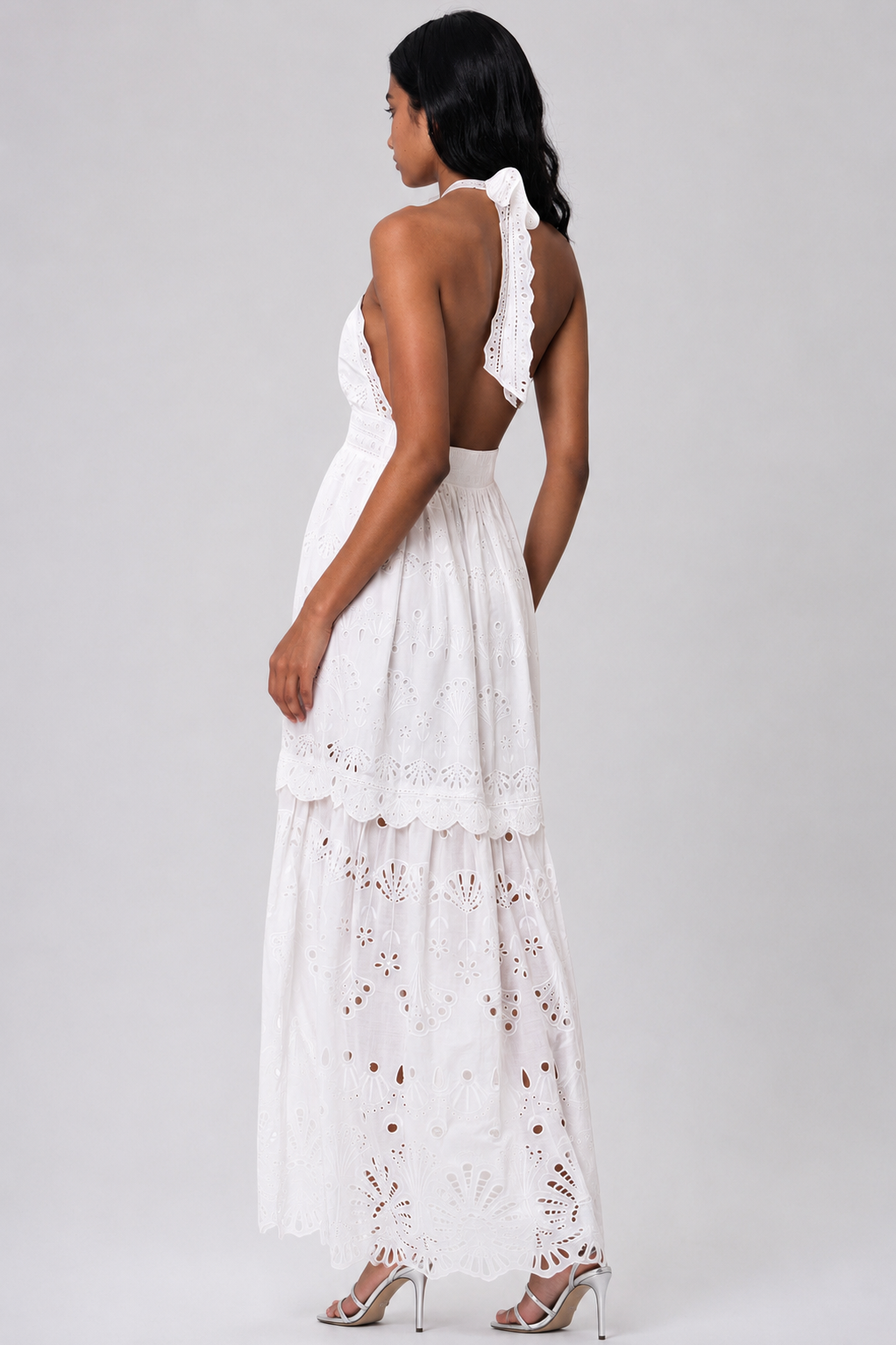 LOVESHACKFANCY Trix Eyelet Halter Maxi Dress