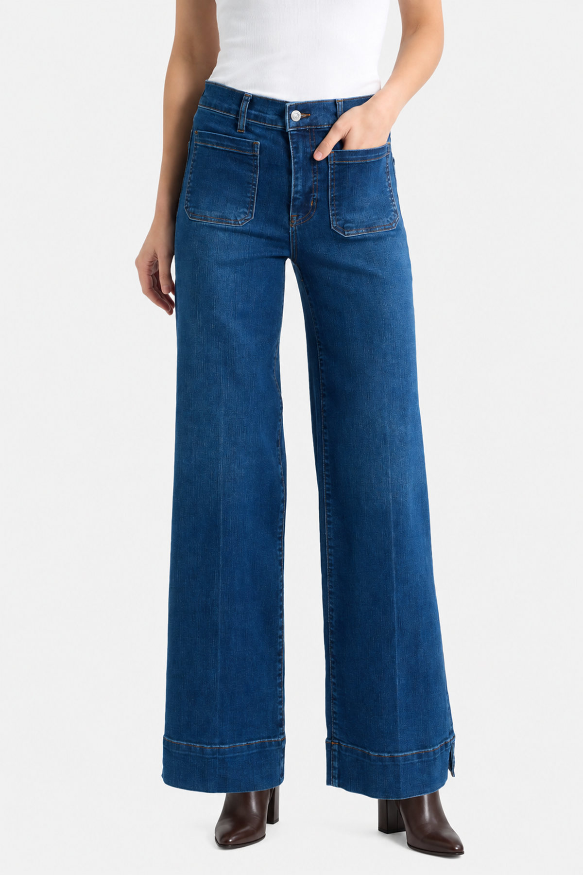 FRAME Le Slice Slim Palazzo Long -  Folklore
