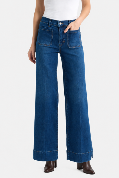FRAME Le Slice Slim Palazzo Long -  Folklore