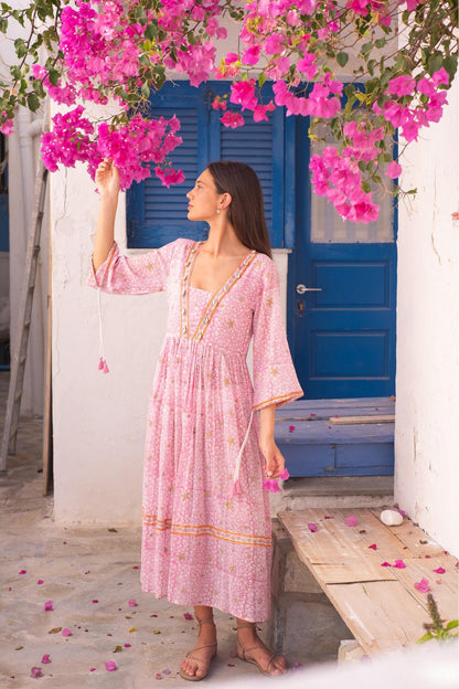 BELL Violet Cotton Midi Dress