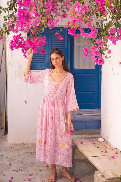 BELL Violet Cotton Midi Dress