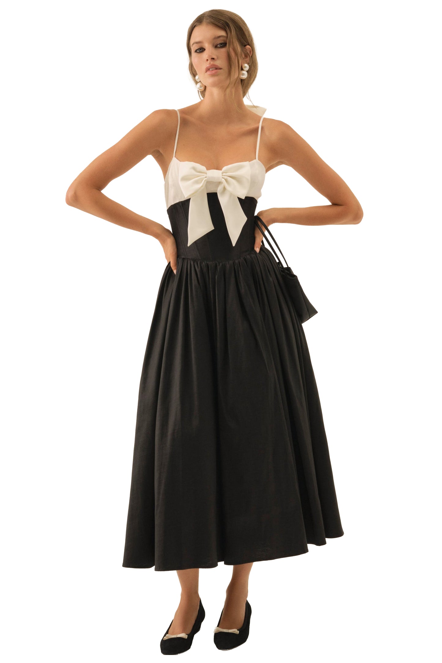 For Love & Lemons Emalie Taffeta Midi Dress