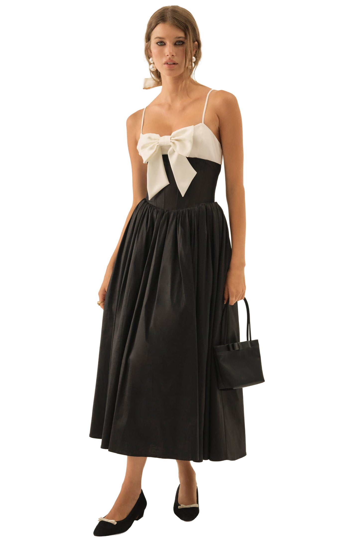 For Love & Lemons Emalie Taffeta Midi Dress